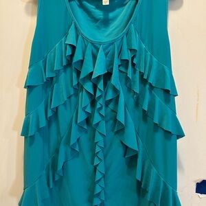 dressbarn Turquoise Ruffle Blouse
